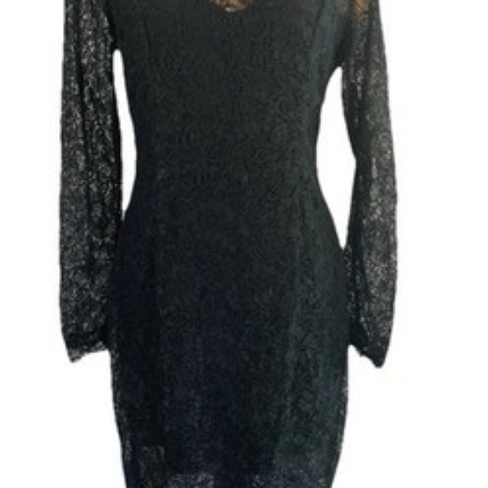 Kardashian Kollection Black Lace Long Sleeve Dress